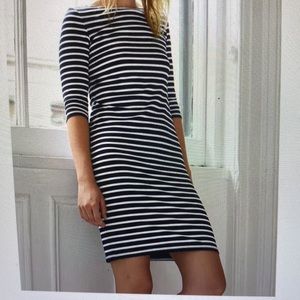 St James Propriano nautical boatneck black & ivory striped dress Size 6 EUC